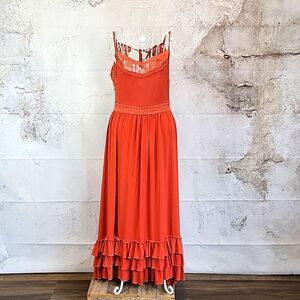 Mia Joy boho maxi dress in sunset orange Women's Size S